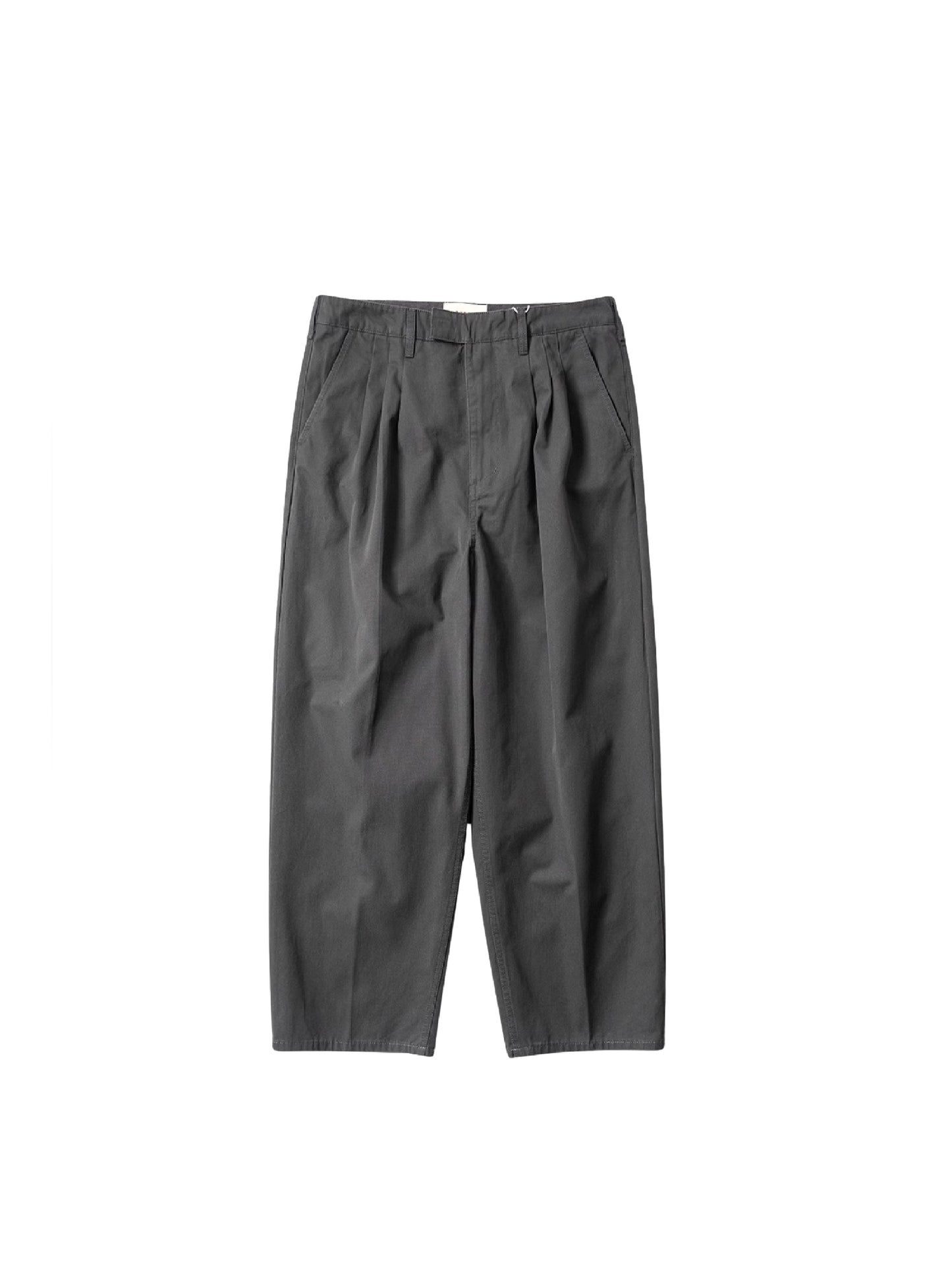 DARK GREY THREE PLEAT TUCK PANTS