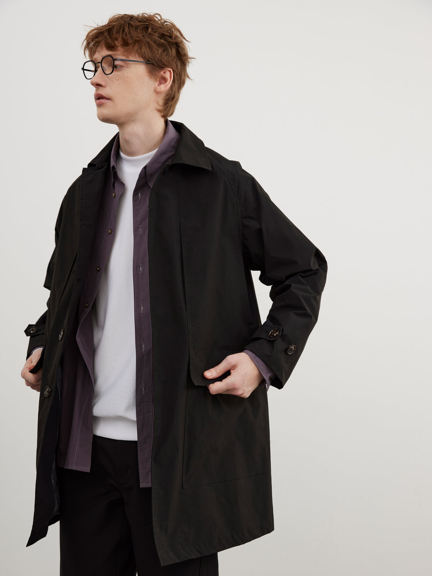 BLACK BALMACAAN COAT