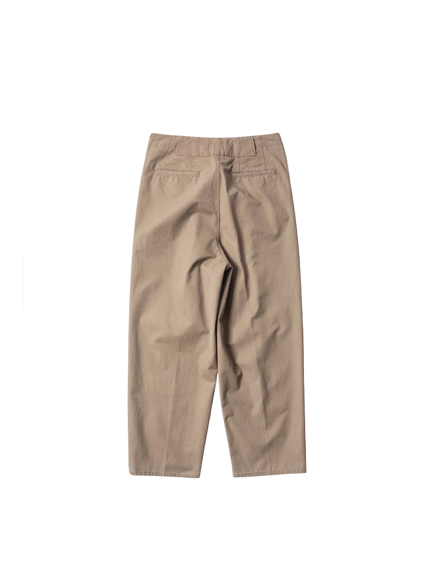 BEIGE THREE PLEAT TUCK PANTS