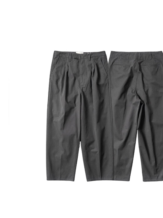 DARK GREY THREE PLEAT TUCK PANTS
